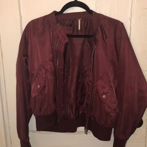 Small Free people maroon bomber jacket
